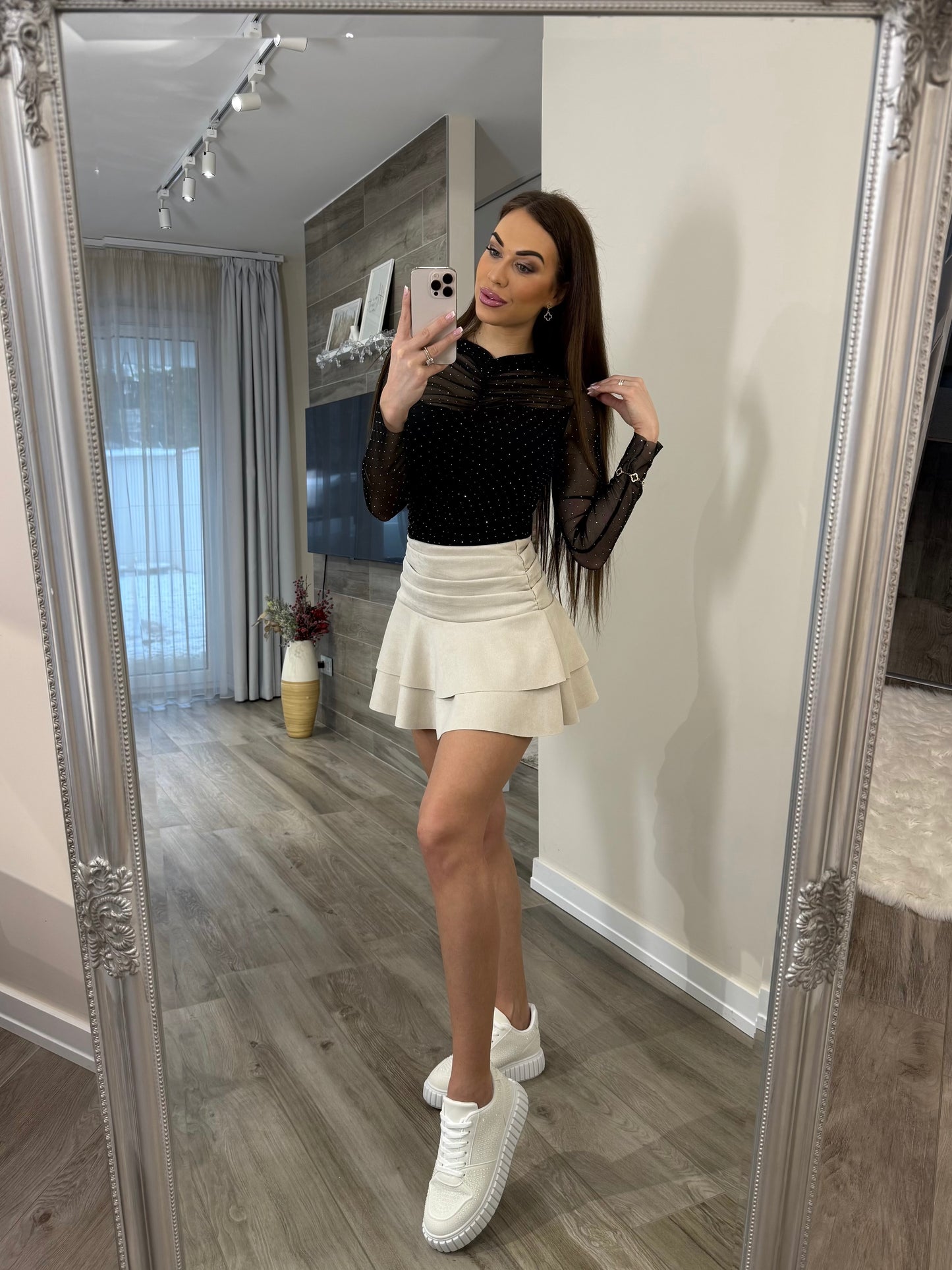 'Sparkle' black rhinestone top