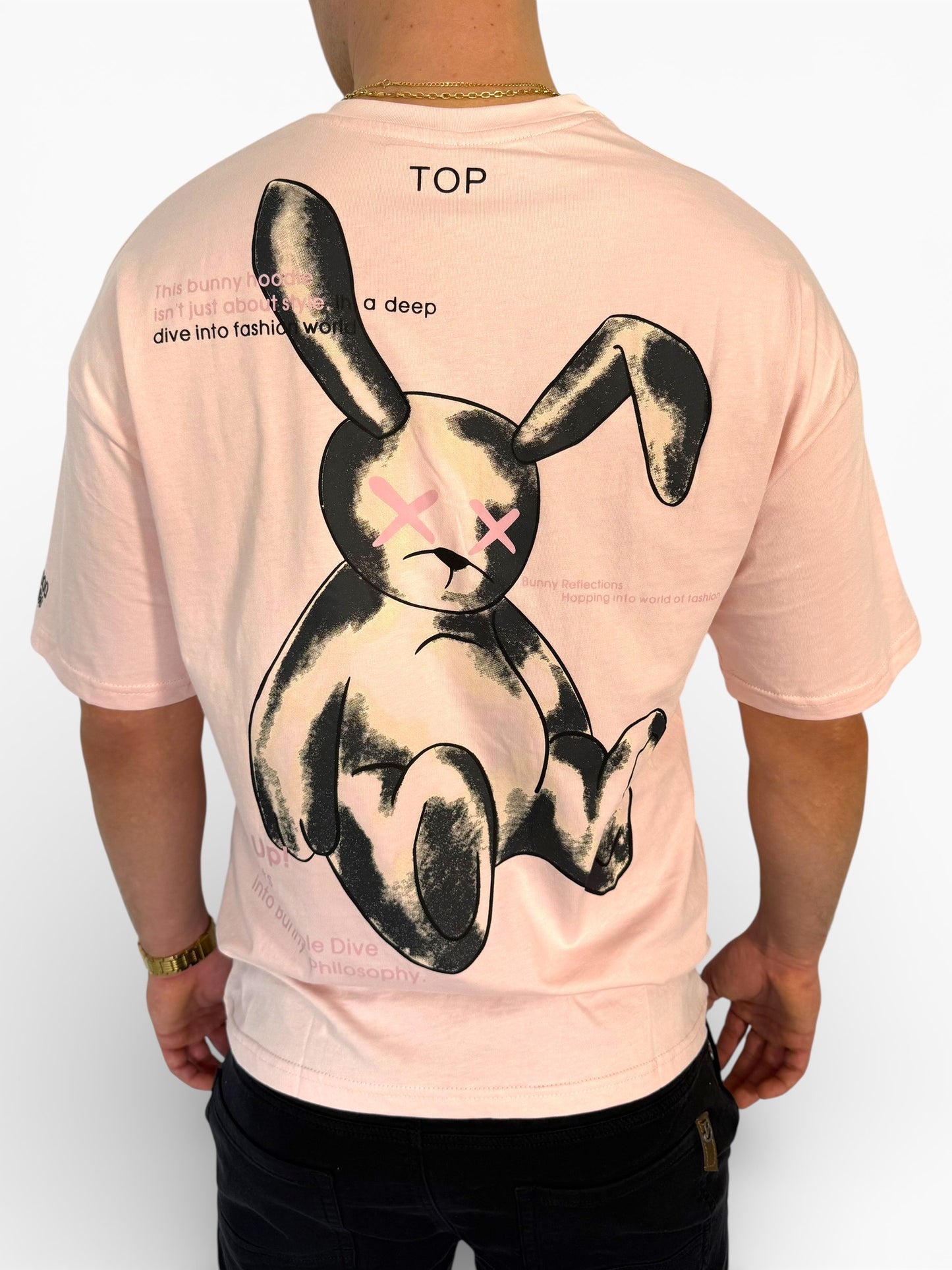 GENTLEMAN "Topgood" rózsaszín nyomott mintás póló (Baggy fit)