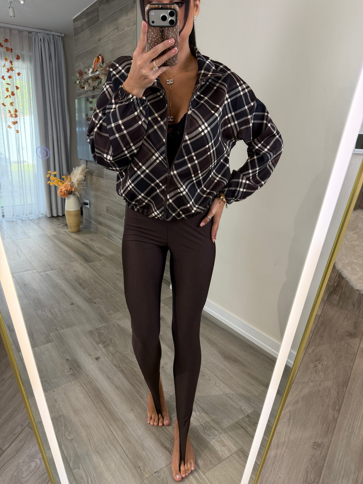 ‘Comfort' shiny brown pántos leggings