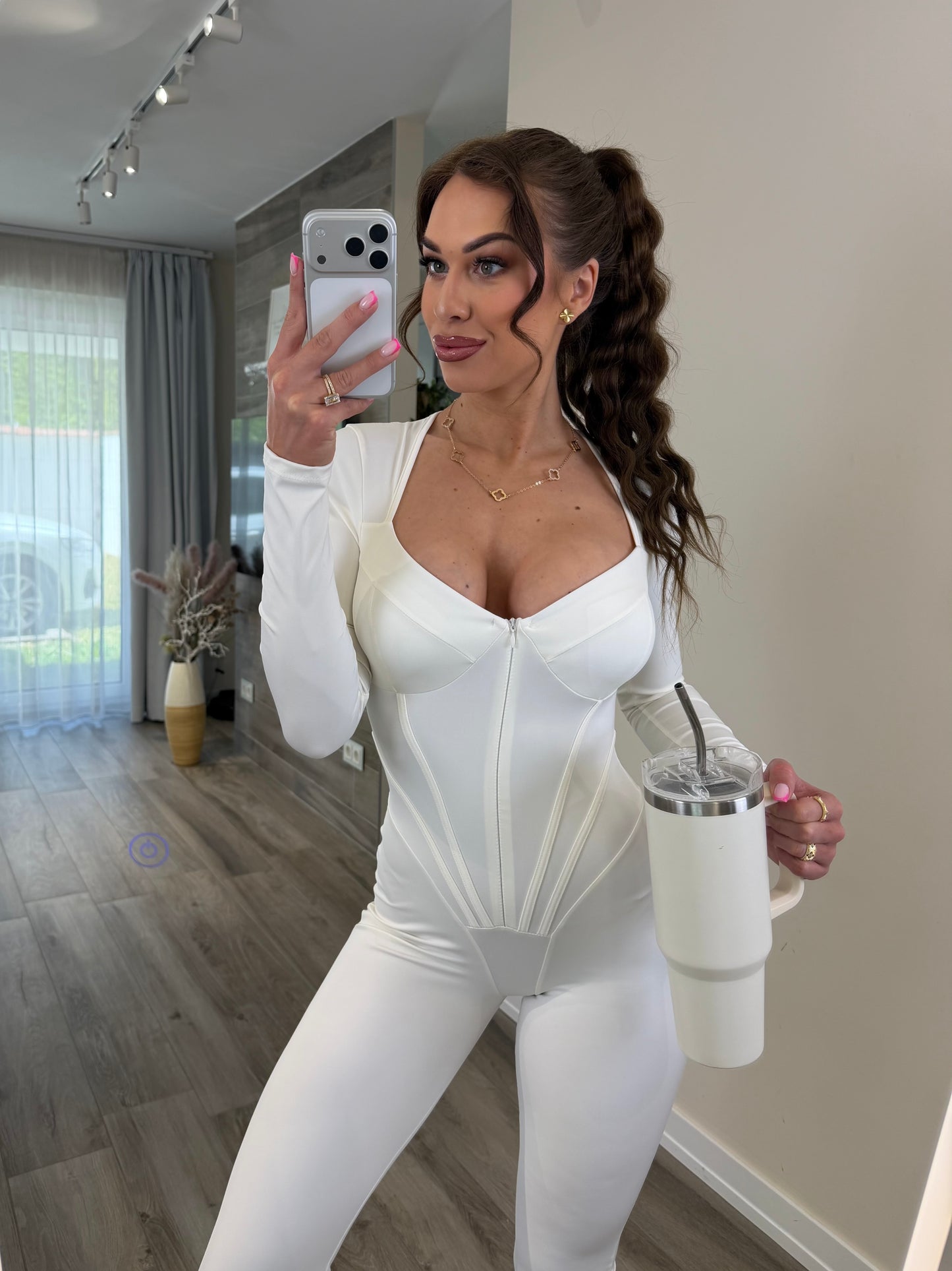 'Killer Shape' ecru jumpsuit