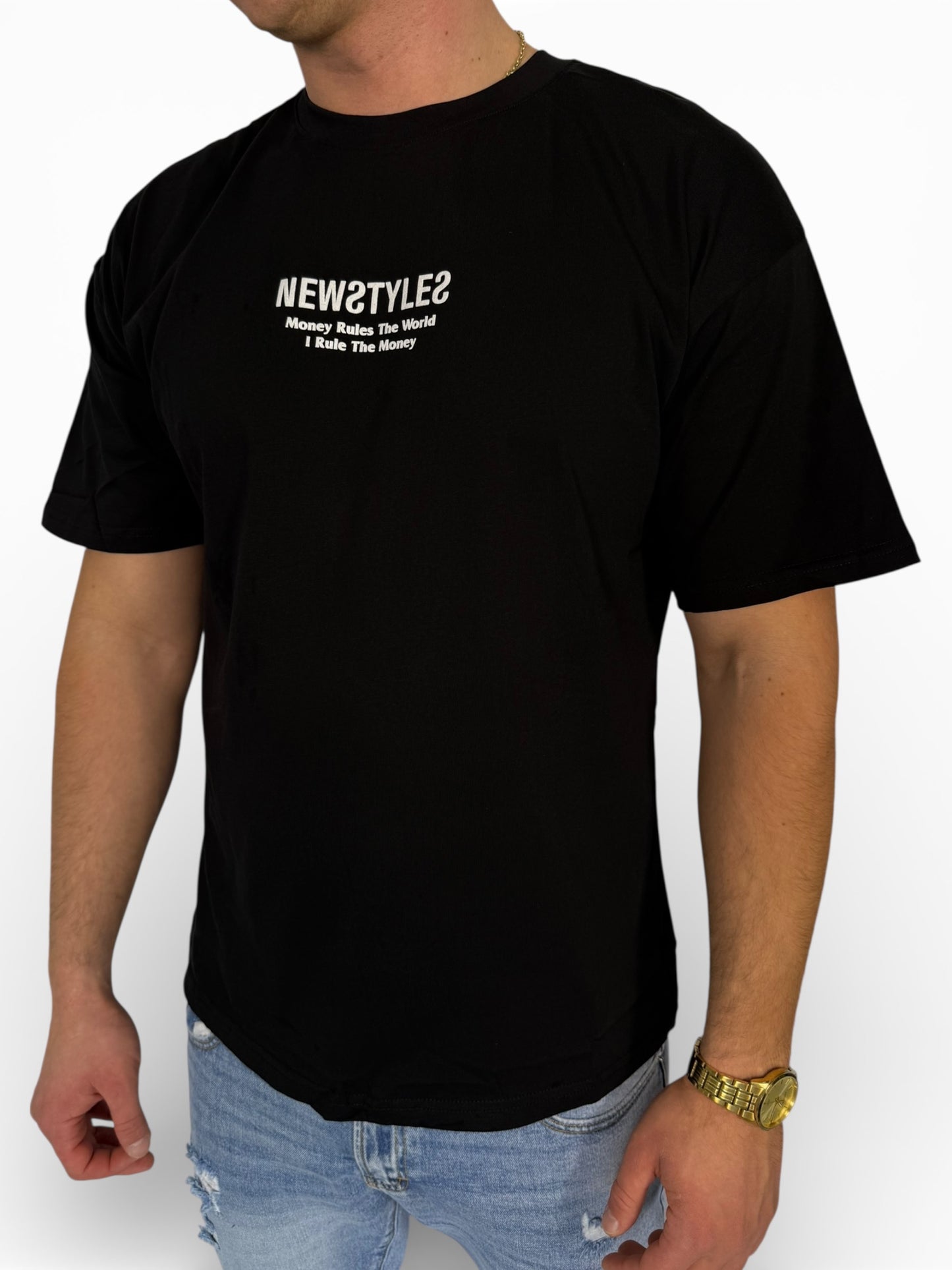 GENTLEMAN "Money Rules" fekete póló (Baggy fit)