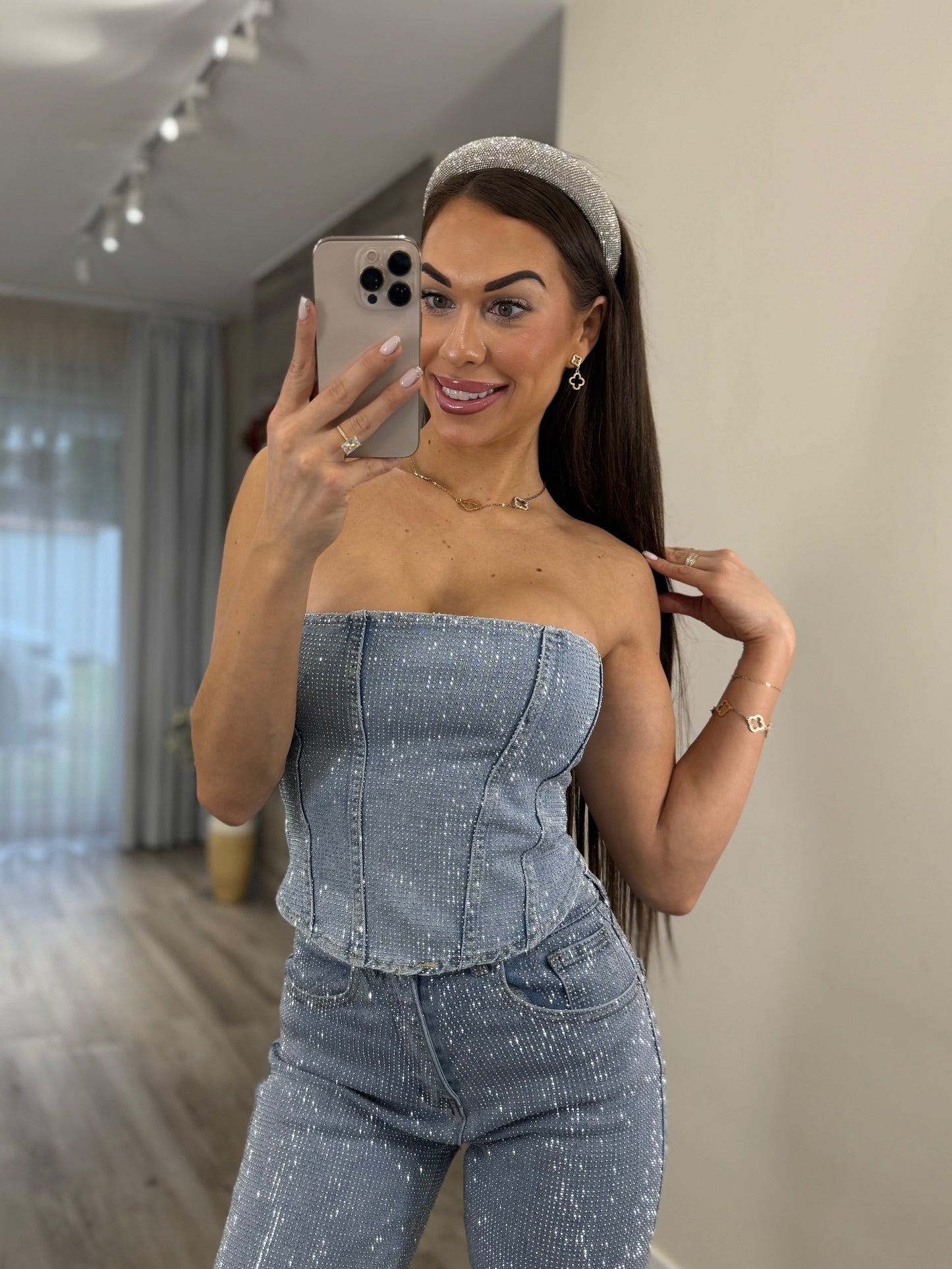 'Blue Diamonds' full rhinestone jeans PREMIUM