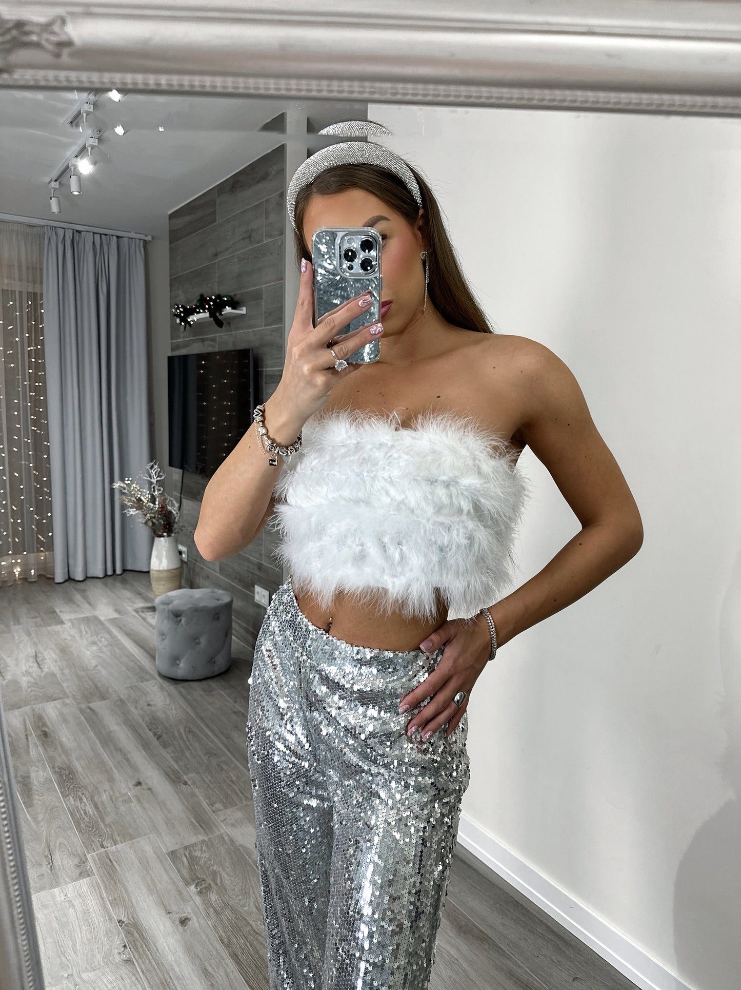 'Angel' fehér tollas top