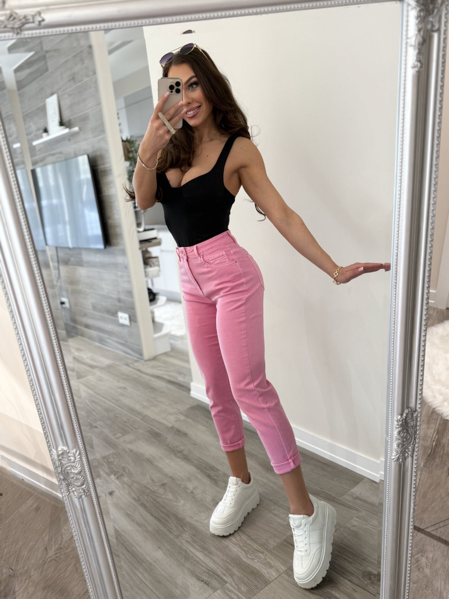 ‘Rapunzel' rózsaszín farmernadrág (Mom fit)