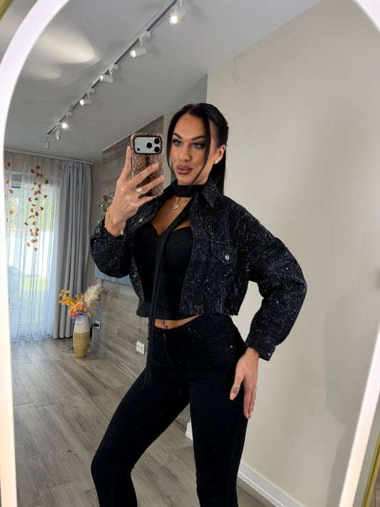 'Black Diamonds' full strasszköves farmerkabát PREMIUM