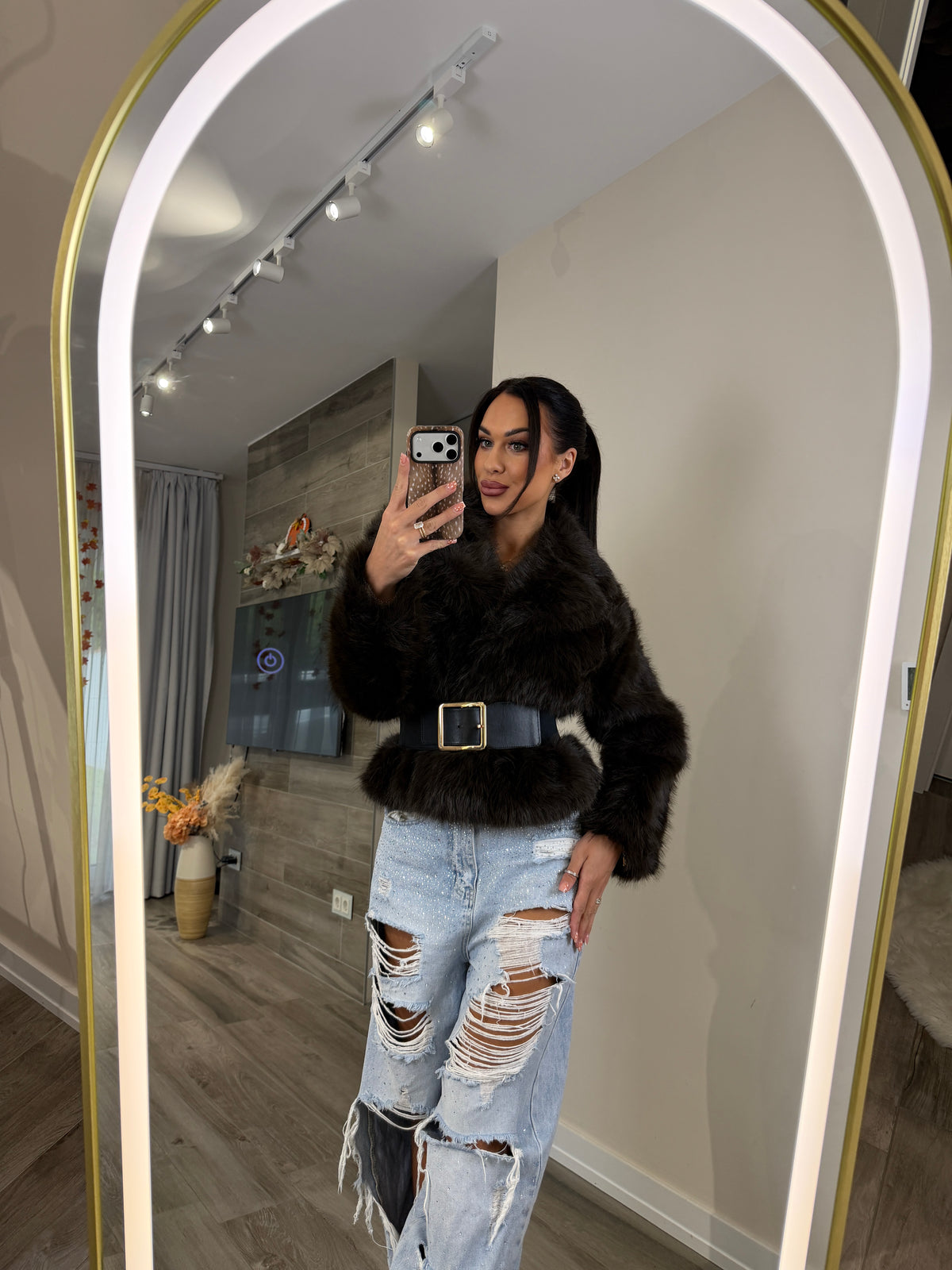 'Fur Ever' barna műszőrme kabát + öv LIMITED