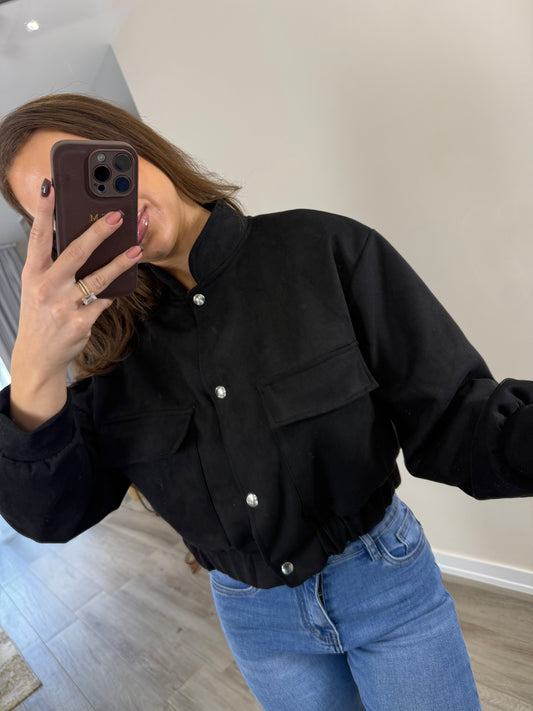 ‘Alessia' velúr fekete bomber