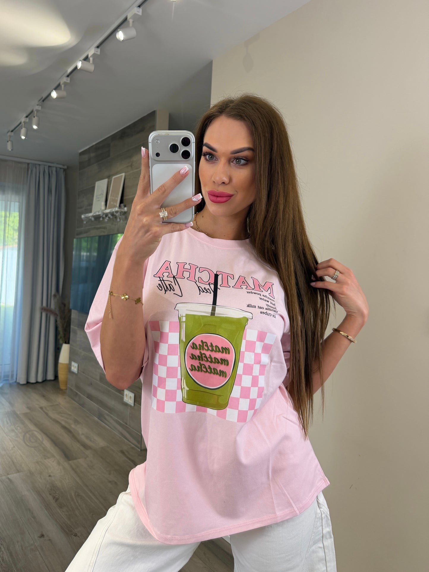 'Crystal Pocket' black and pink rhinestone t-shirt