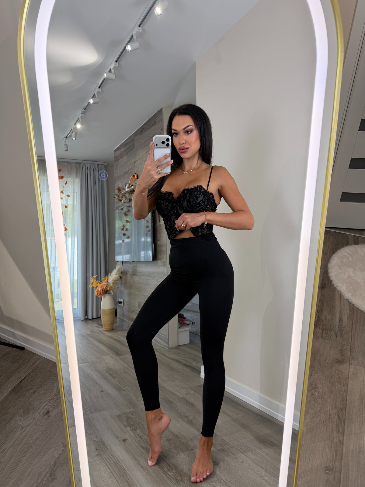 ‘Contour' super-stretchy fekete alakformáló leggings ÚJRA 09.28