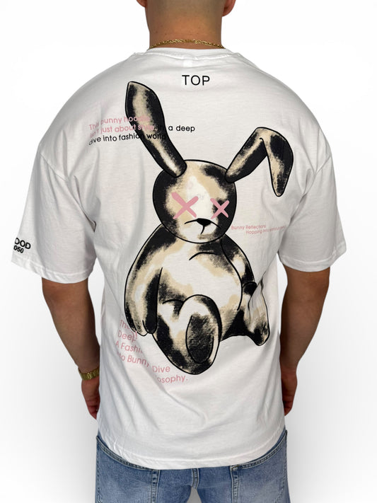 GENTLEMAN "Topgood" fehér nyomott mintás póló (Baggy fit)