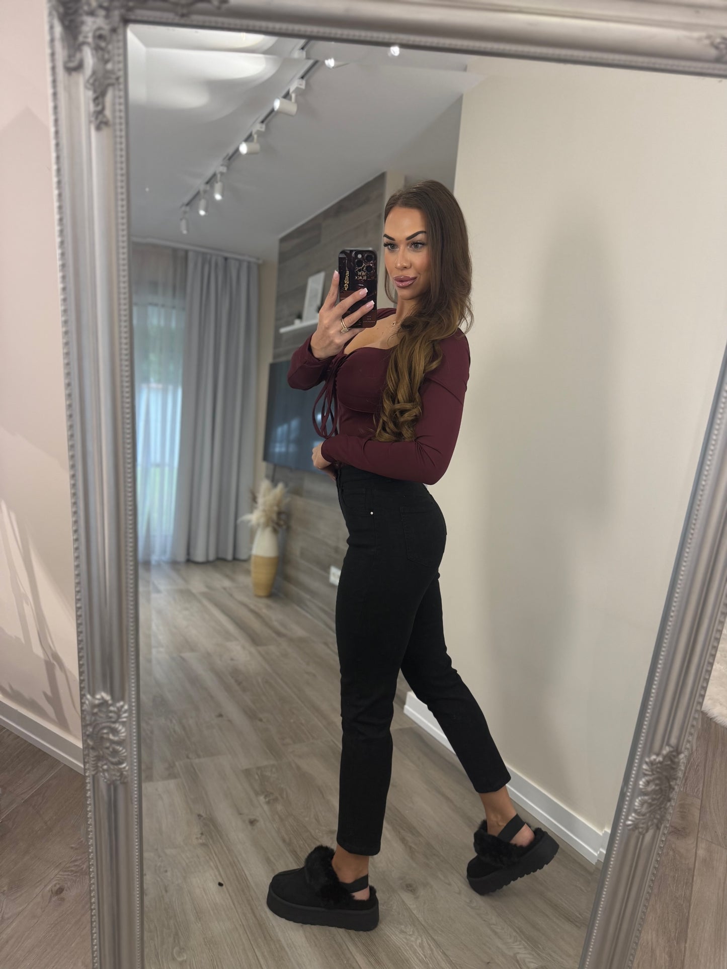 ‘Black Swan' fekete farmernadrág (Mom fit)