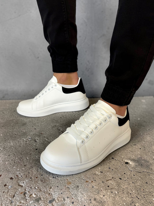 GENTLEMAN "Monochrome" fehér cipő velúr díszítéssel