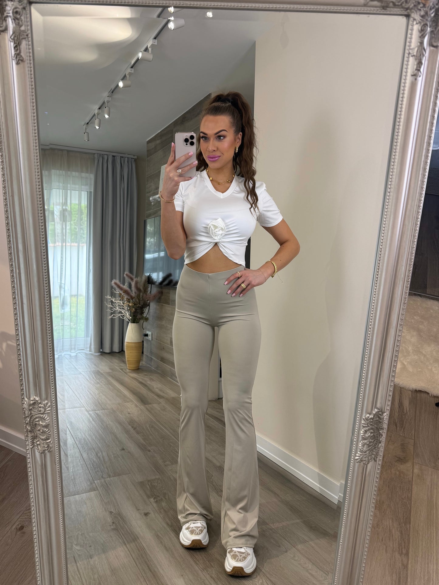 'Everyday Stretch' beige stretch trousers (For tall ladies)
