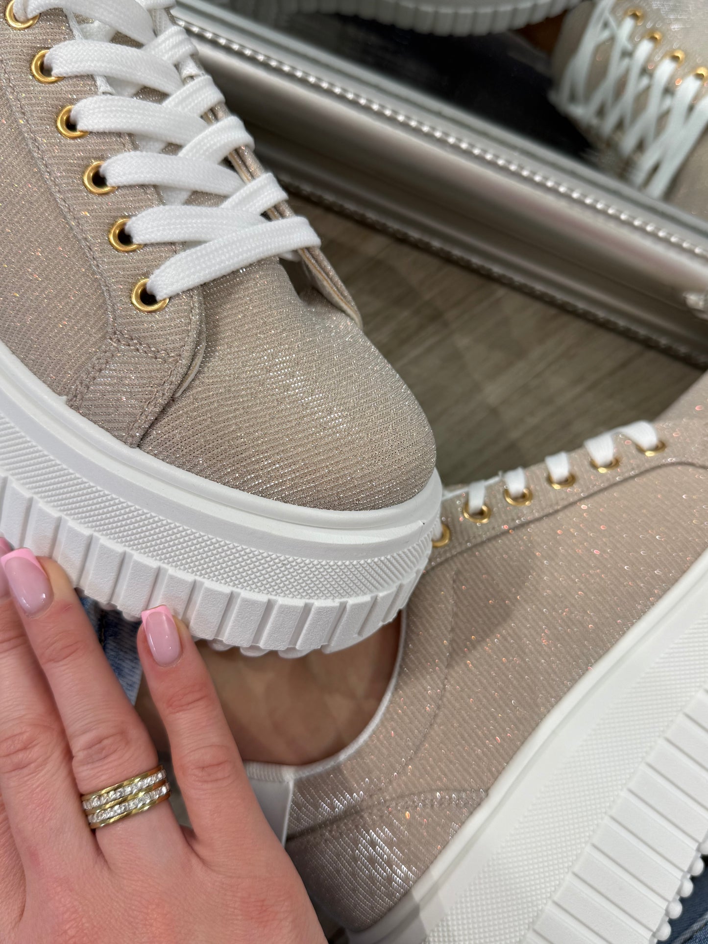 'Bella' rose gold glitter sneaker