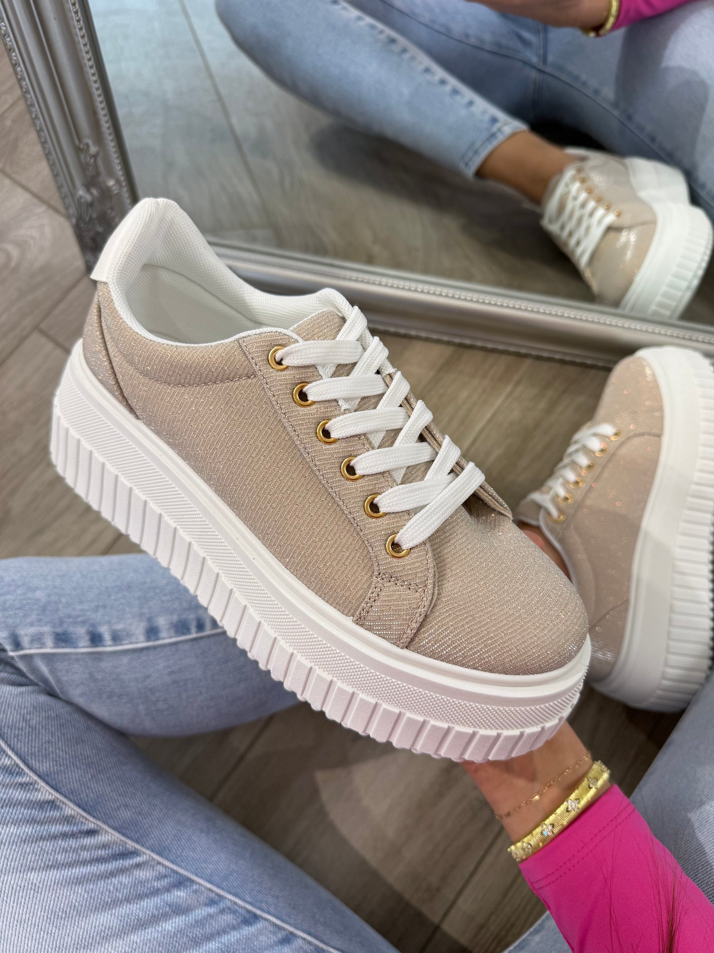 'Bella' rose gold glitter sneaker