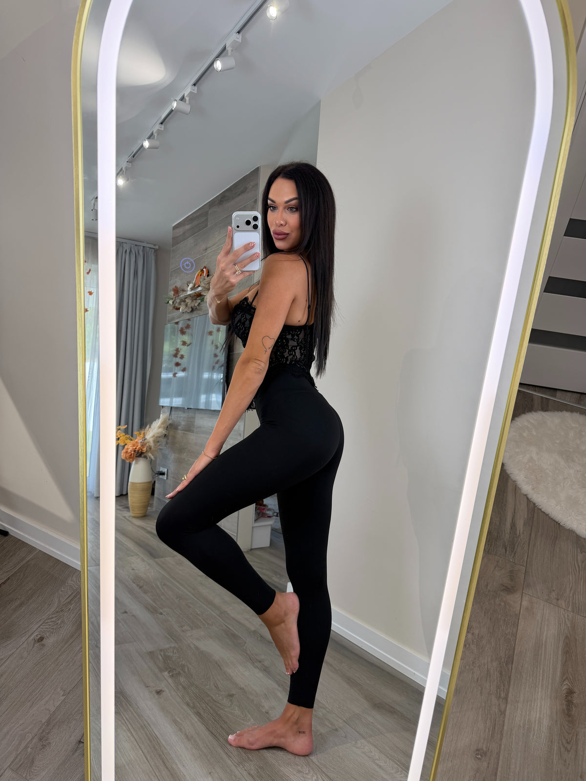 ‘Contour' super-stretchy fekete alakformáló leggings ÚJRA 09.28