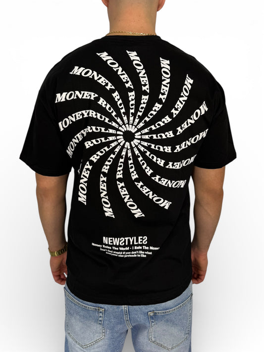 GENTLEMAN "Money Rules" fekete póló (Baggy fit)
