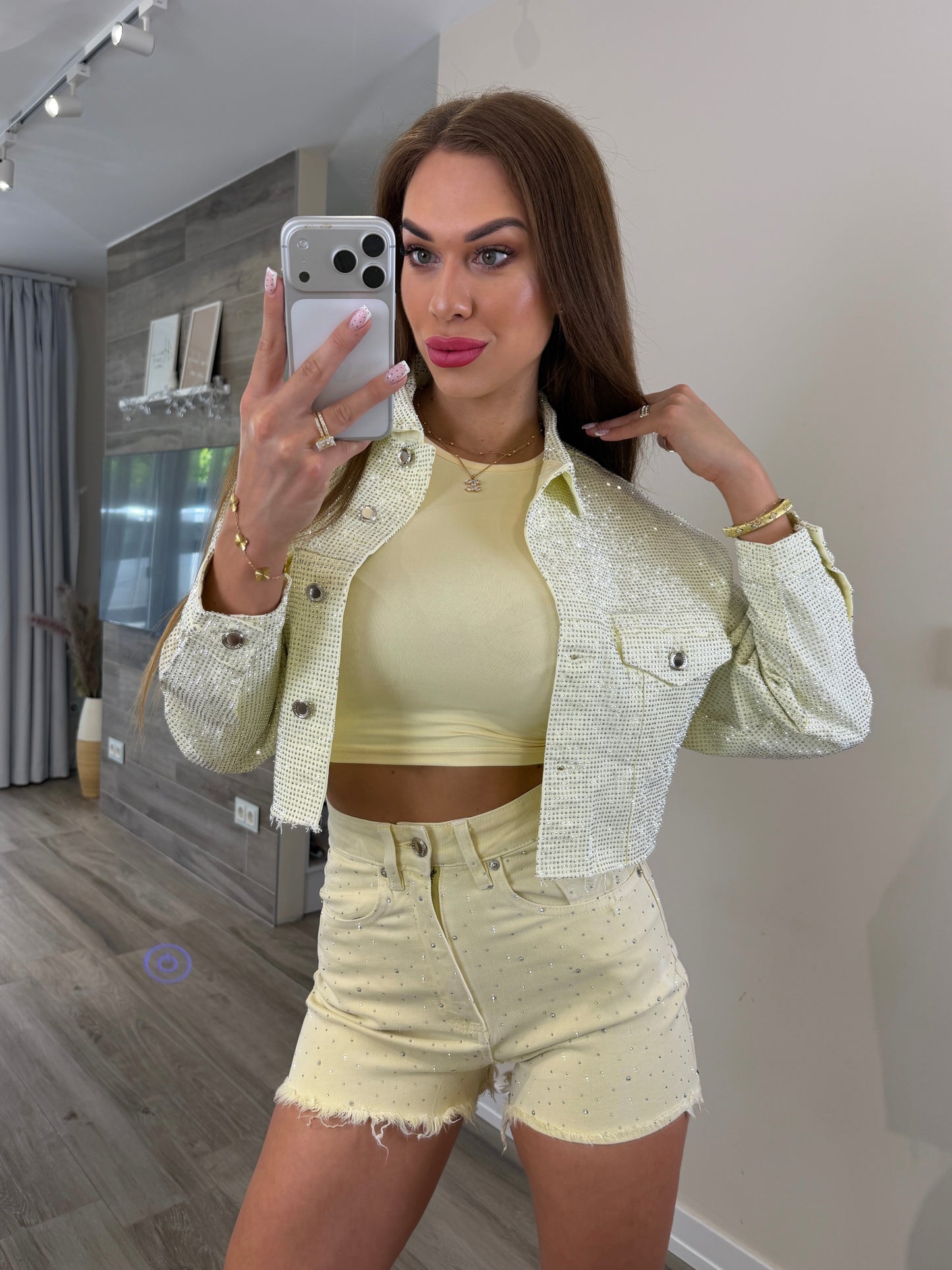 'White Diamonds' full rhinestone denim jacket PREMIUM