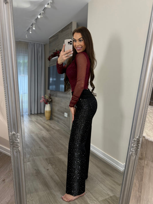 ‘Cosmic Crush' fekete strasszkövekkel díszített farmernadrág (Wide leg)