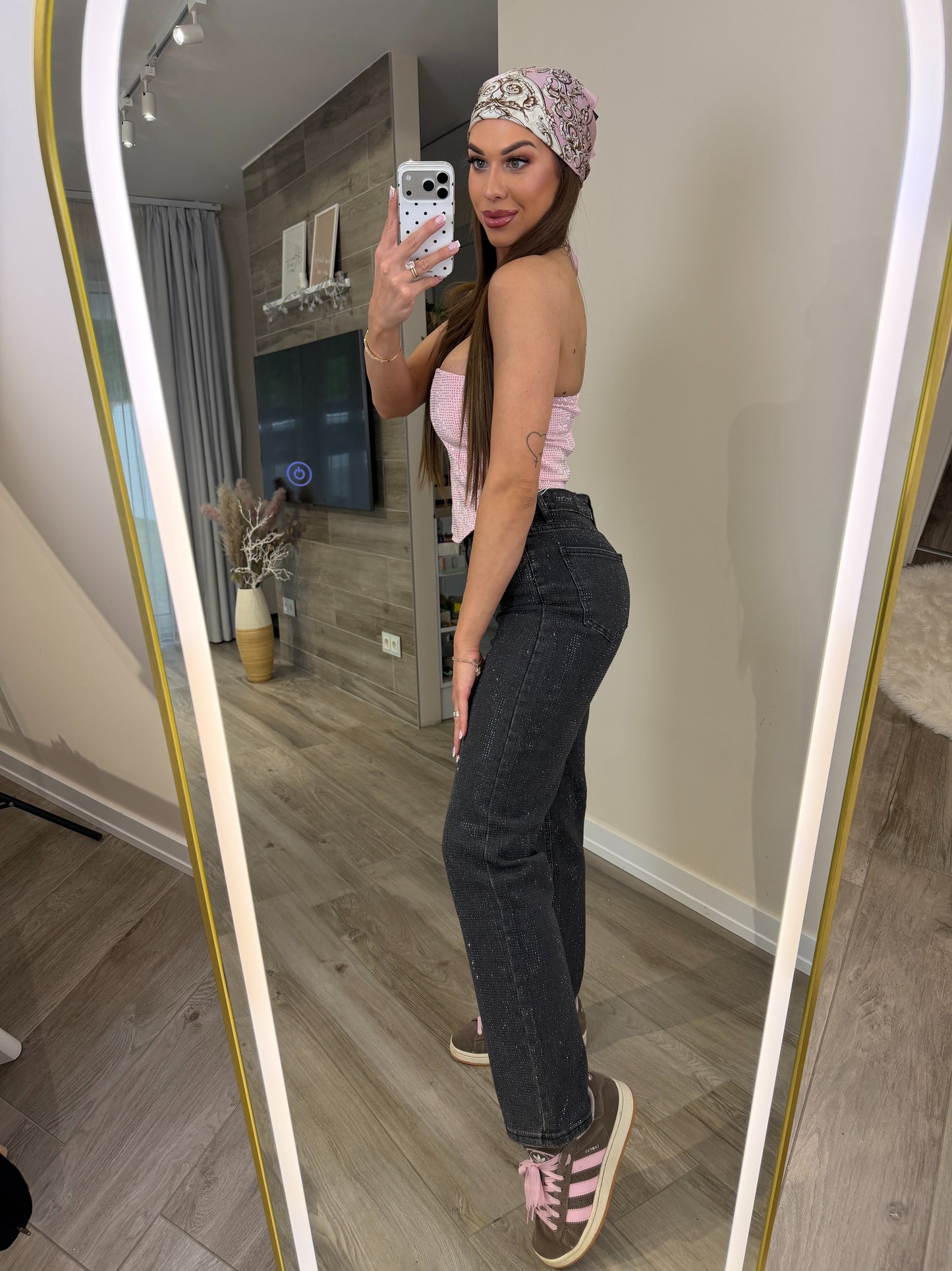 'Pink Diamonds' full rhinestone denim jeans PREMIUM