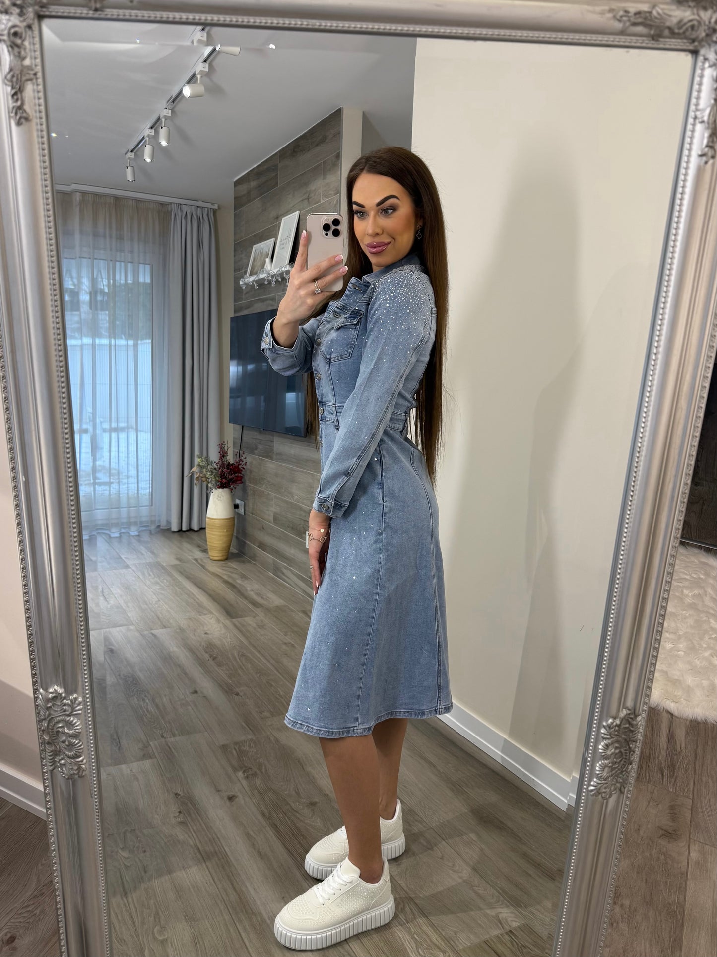 'Crystal Babe' Rhinestone Denim Dress