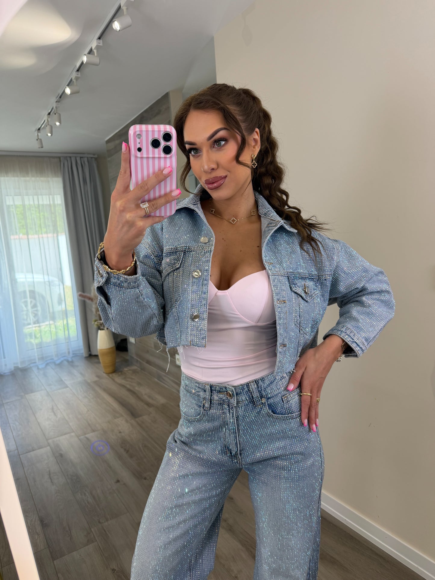 'Rainbow Diamonds' full rhinestone denim jeans PREMIUM