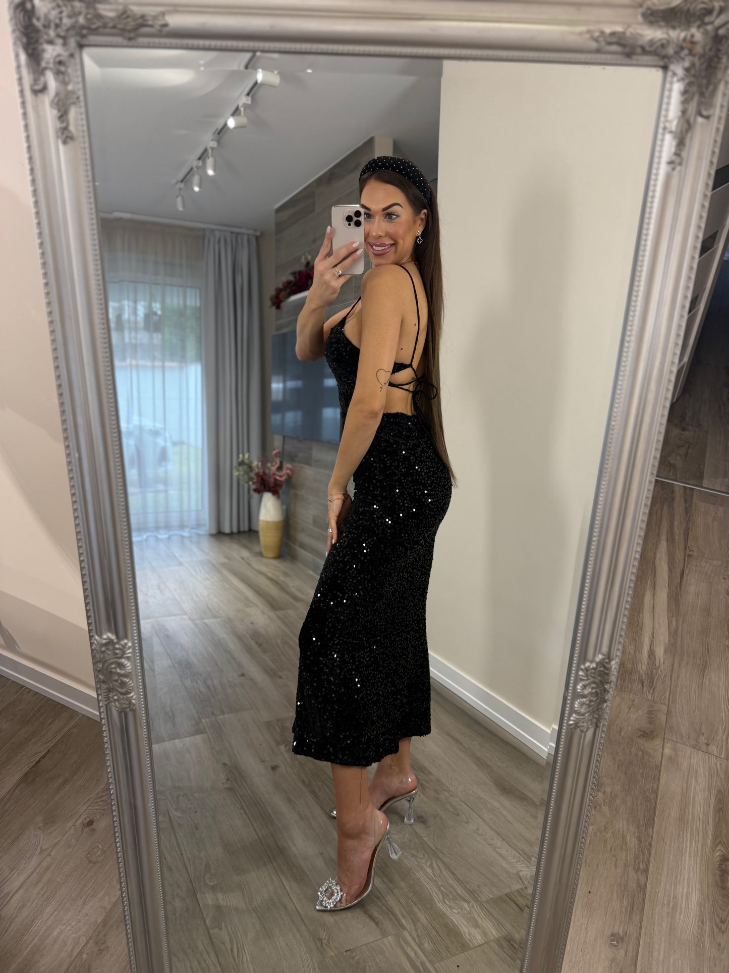 'Santa Babe' sequined MIDI dress with velvet base LIMITED