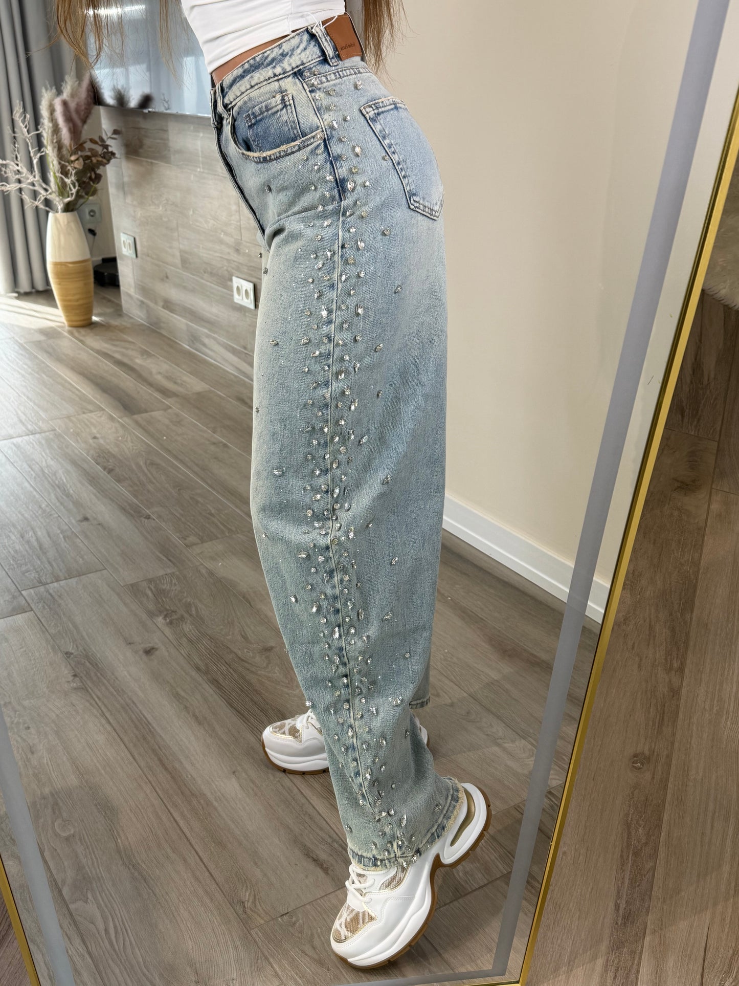 'Crystal Balloon Lover' PREMIUM sewn rhinestone jeans (Balloon/Barrel jeans)