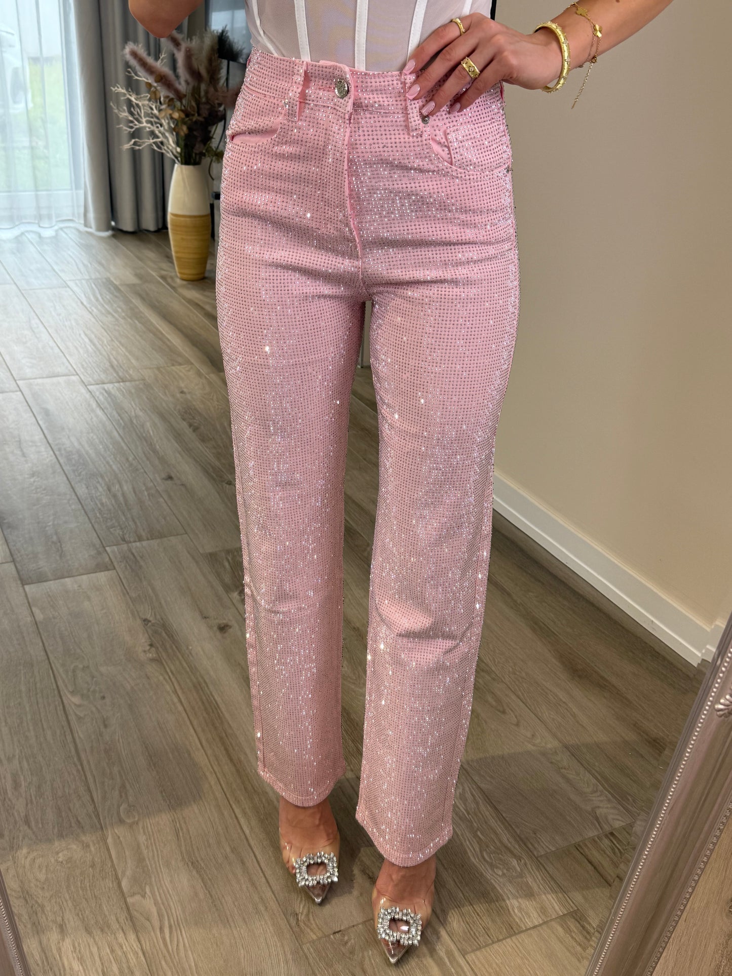 'Pink Diamonds' full rhinestone denim jeans PREMIUM