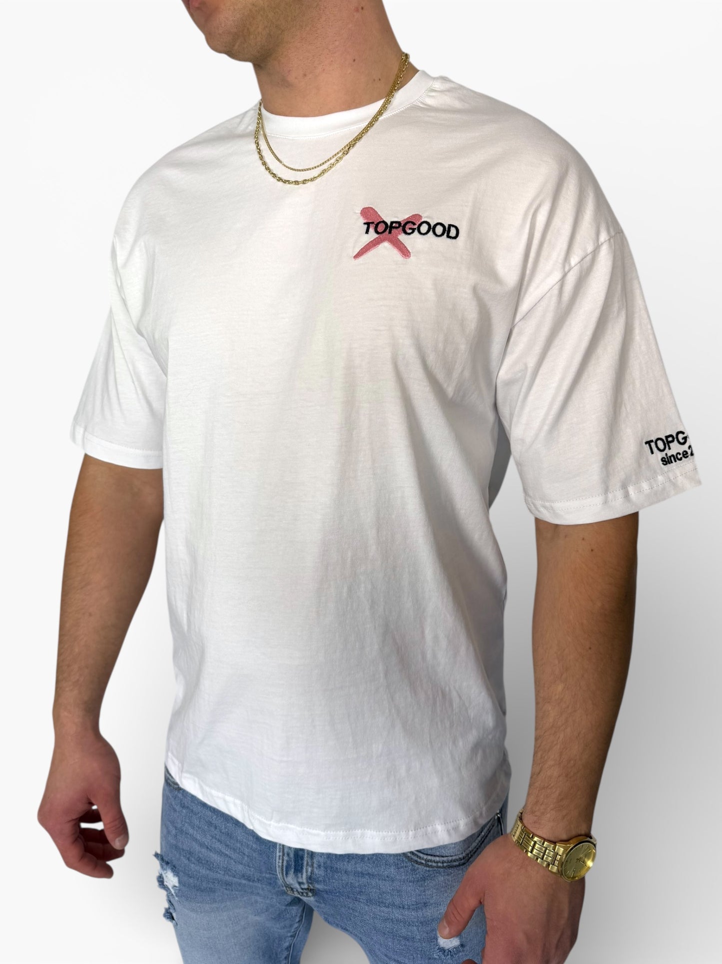 GENTLEMAN "Topgood" White Printed T-Shirt (Baggy fit)