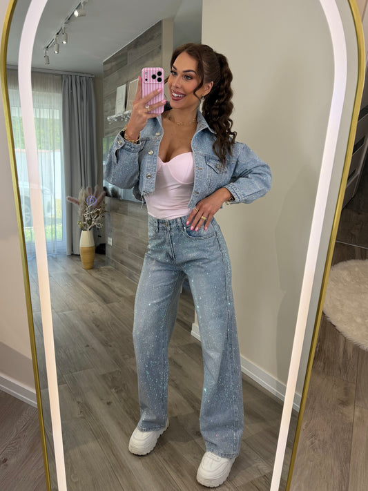 'Rainbow Diamonds' full rhinestone denim jeans PREMIUM