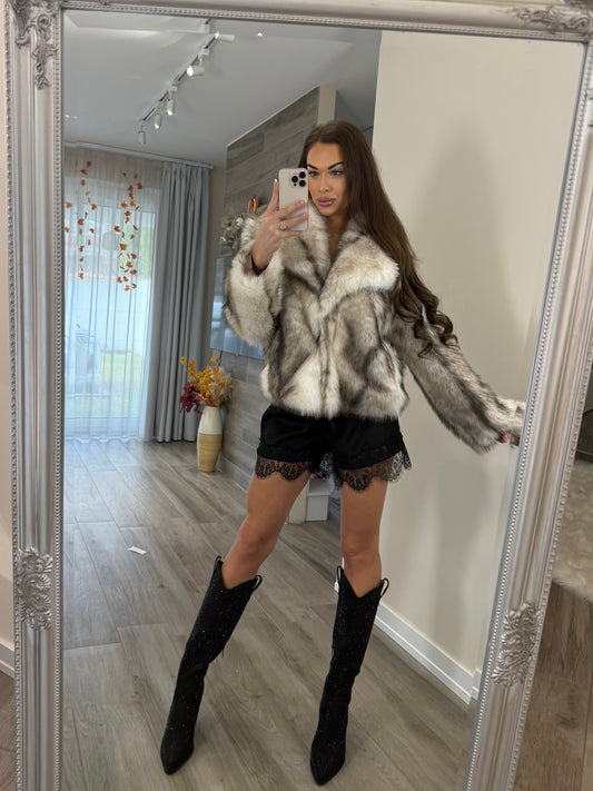 'Faux Fur' cirmos műszőrme kabát