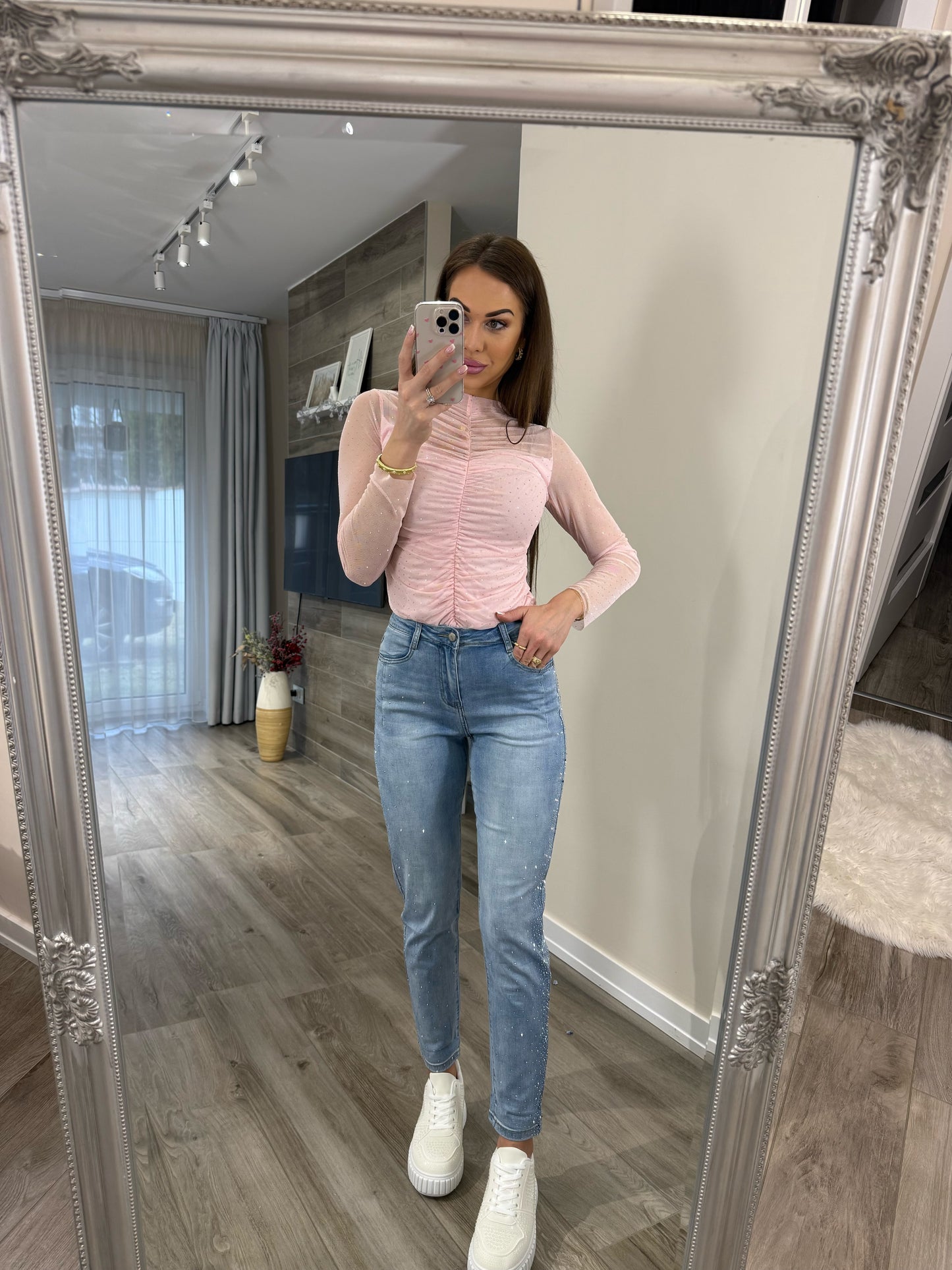 "Shimmer Queen" Rhinestone Embellished Jeans (Mom fit)