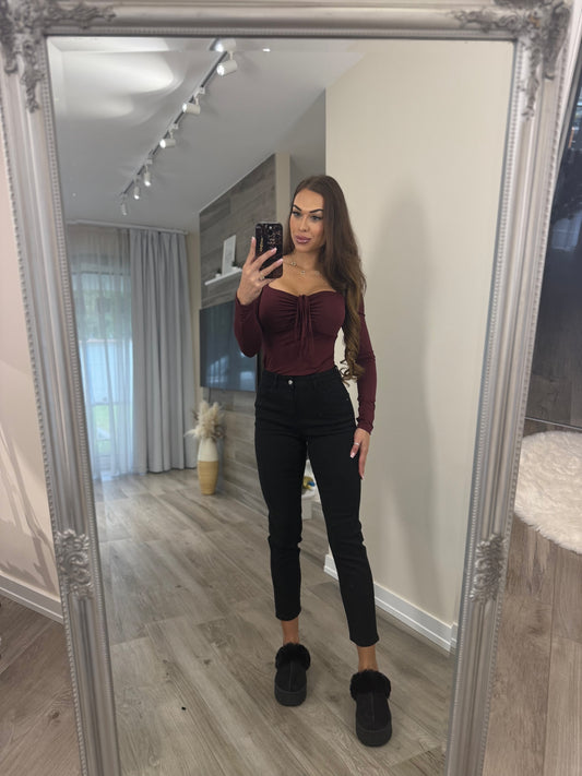 ‘Black Swan' fekete farmernadrág (Mom fit)