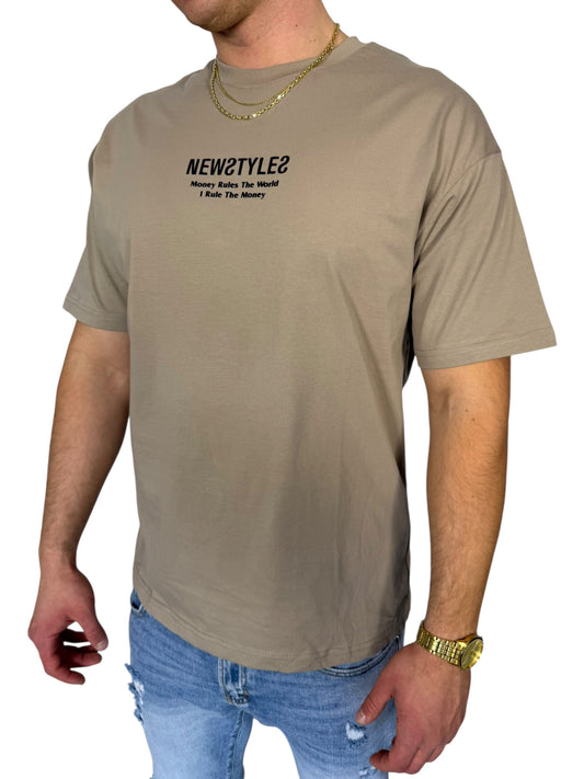 GENTLEMAN "Money Rules" bézs póló (Baggy fit)