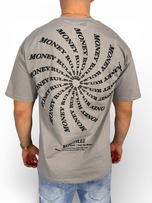 GENTLEMAN "Money Rules" szürke póló (Baggy fit)