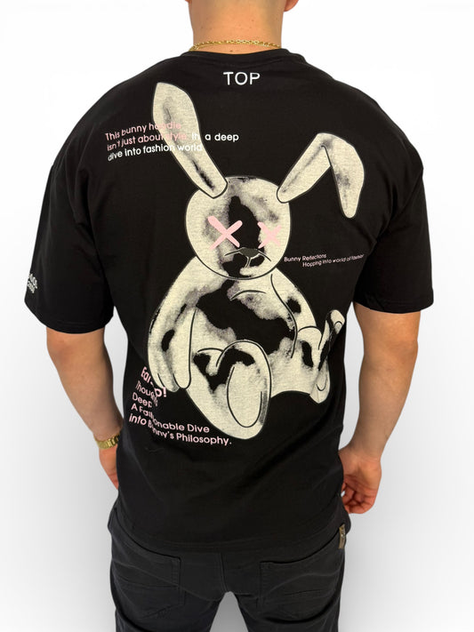 GENTLEMAN "Topgood" fekete nyomott mintás póló (Baggy fit)