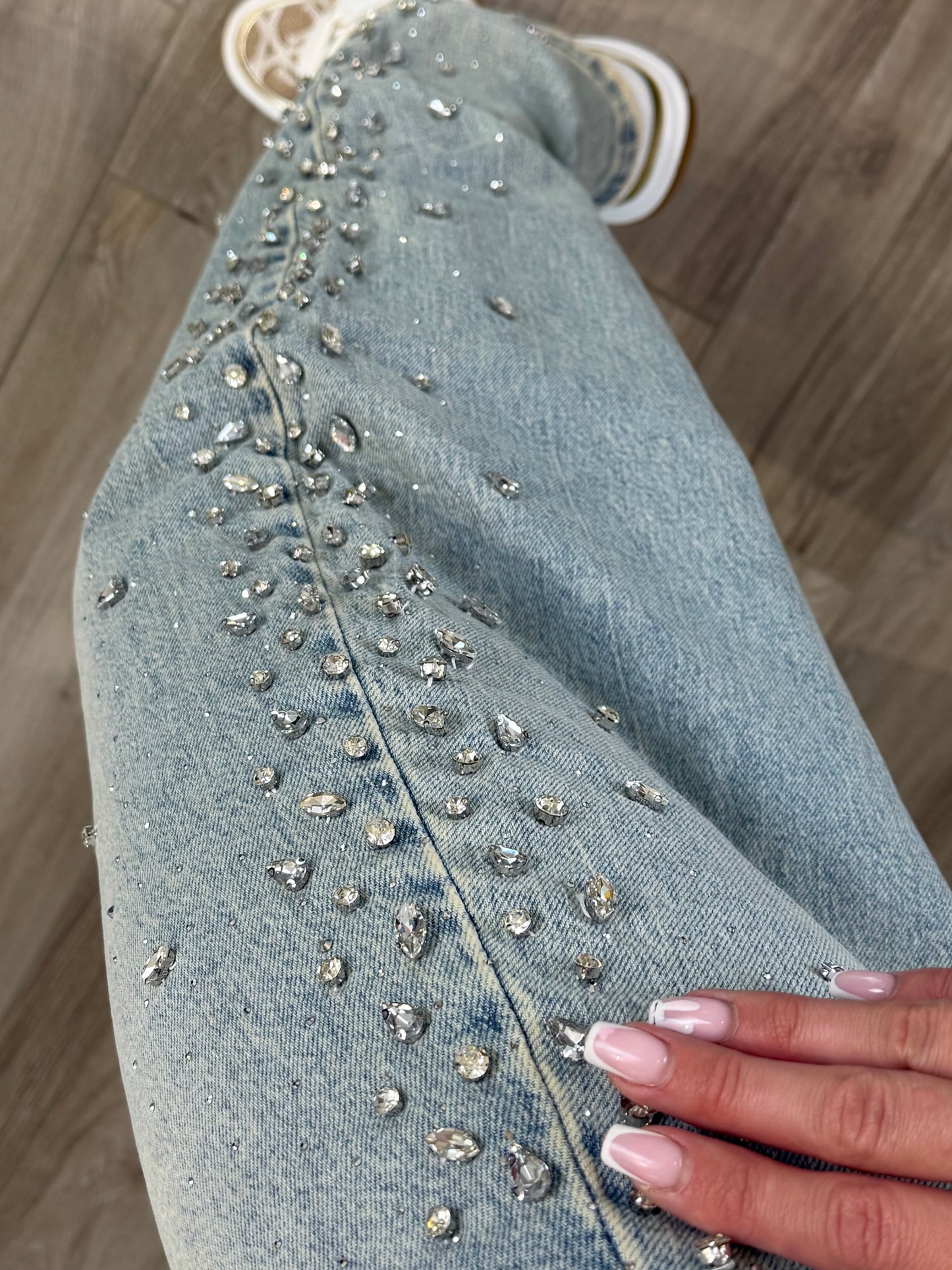'Crystal Balloon Lover' PREMIUM sewn rhinestone jeans (Balloon/Barrel jeans)