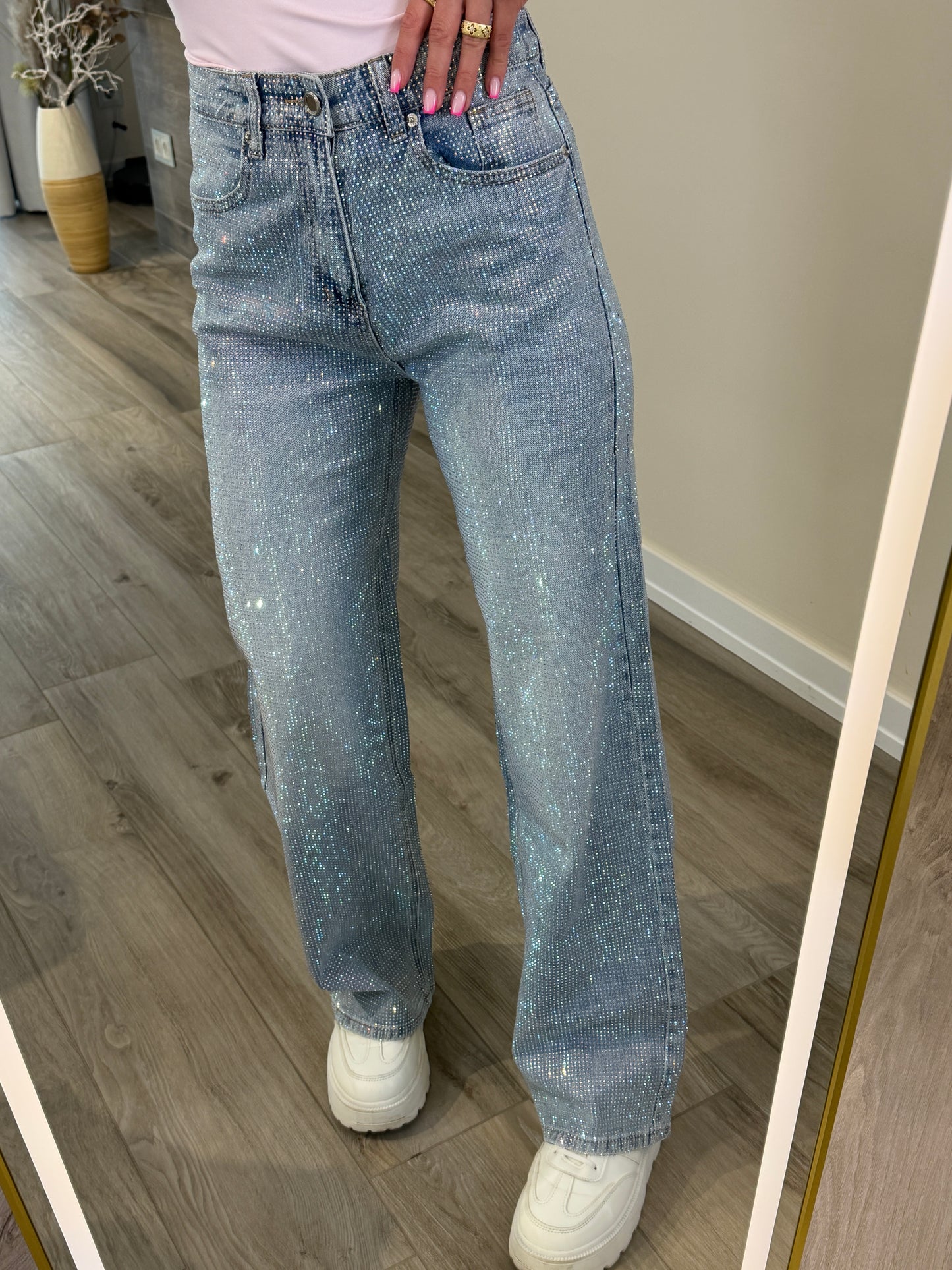 'Rainbow Diamonds' full rhinestone denim jeans PREMIUM