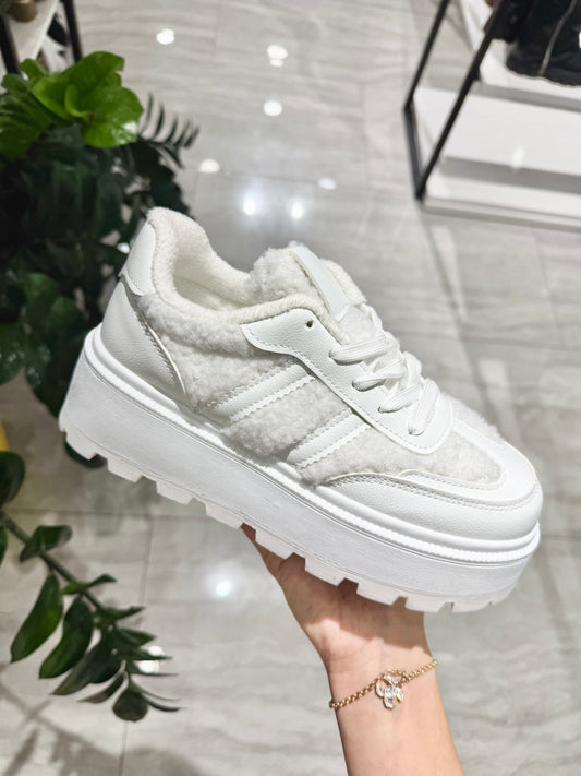 'Bella WHITE' autumn lined sneaker